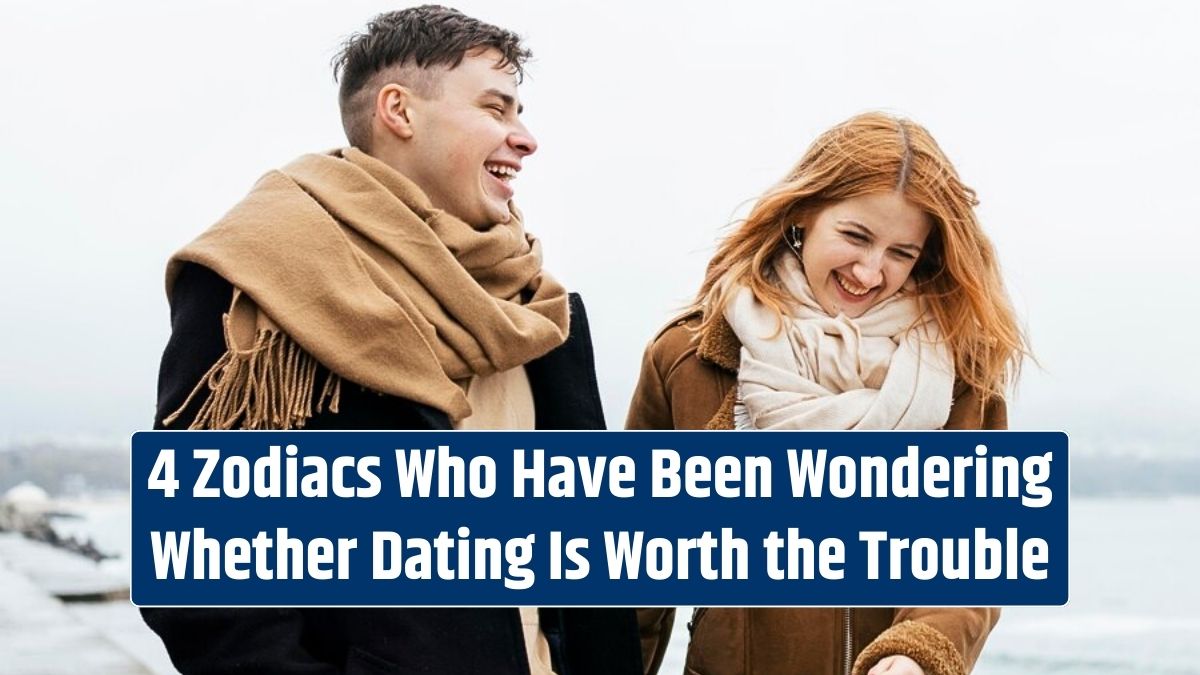 In the serene winter scene by the lake, this smiling couple ponders the worthiness of the dating endeavor.